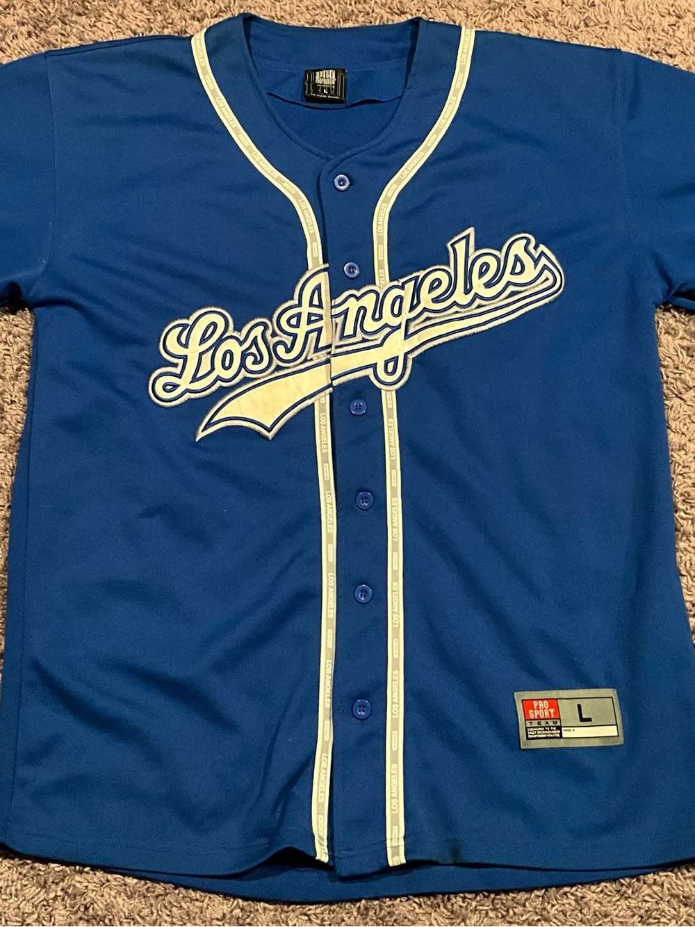 Vintage Pro Sport Los Angeles Jersey Mens Large Blue Dodgers Baseball 90s Y2K